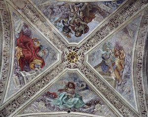 Ceiling in Strozzi Chapel depicting prophets Abraham, Noah, Adam and Jacob c.1489-1502